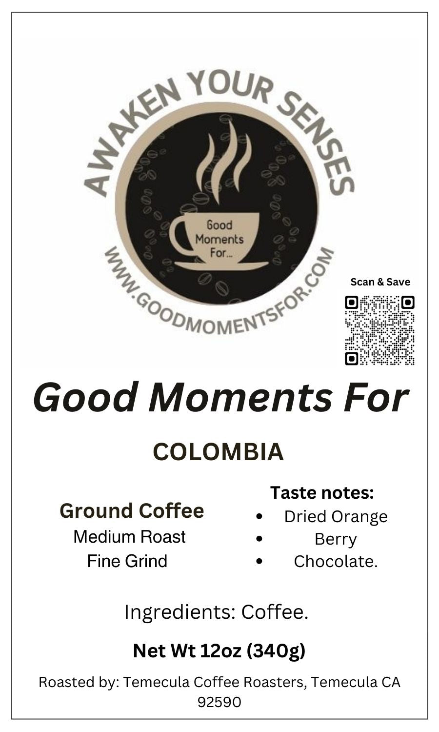 Colombia Coffee - Fine Grind- 12 oz.
